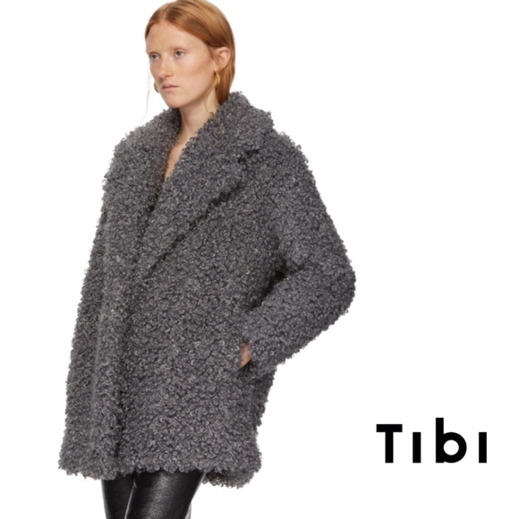 Tibi Jackets & Blazers - EUC $750 Tibi Grey Faux Curly Lamb Coat